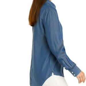 Crown & Ivy Chambray Button Down Tunic Shirt. L